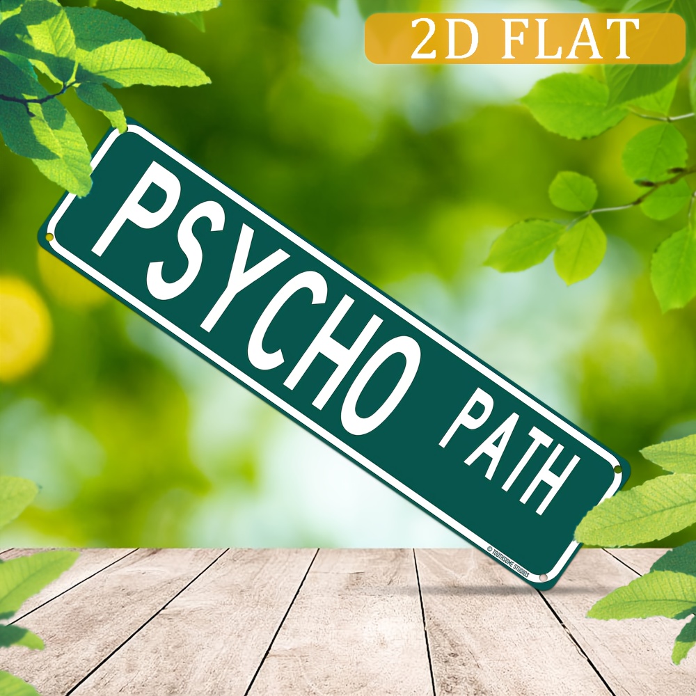 TEMU Plat 2D, 1 pièce Plat 2D, 1 pièce Panneau en aluminium vintage - 3,94 pouces X 15,75 pouces Décoration murale avec texte " PATH", fond vert,
