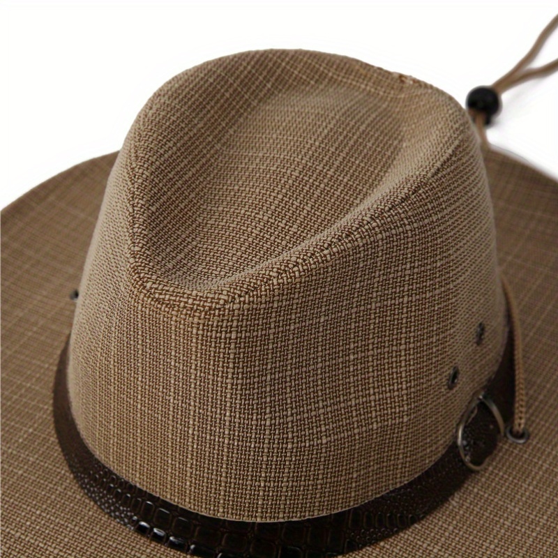 *'s Breathable Polyester Straw-Style Fedora Sun Hat with Wide Brim Band  Lightweight Formal Casual Hat for Outdoor Travel, Fishing, Beach, Jazz