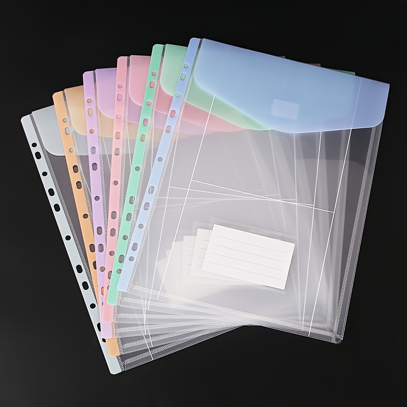 TEMU 6pcs Vertical A4 Large-capacity Loose-leaf File Folders, Made Of Modern Pp Material, Button And Label Pockets, Portable Design For School, Home,
