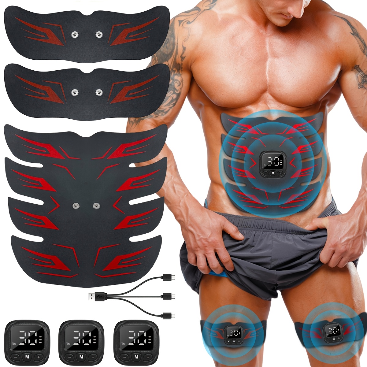 portable muscle massager, ems muscle stimulator, tens abdominal muscle massager,  , usb charging - full body workout for  , hips, and legs, neck and waist massager for women and men 0