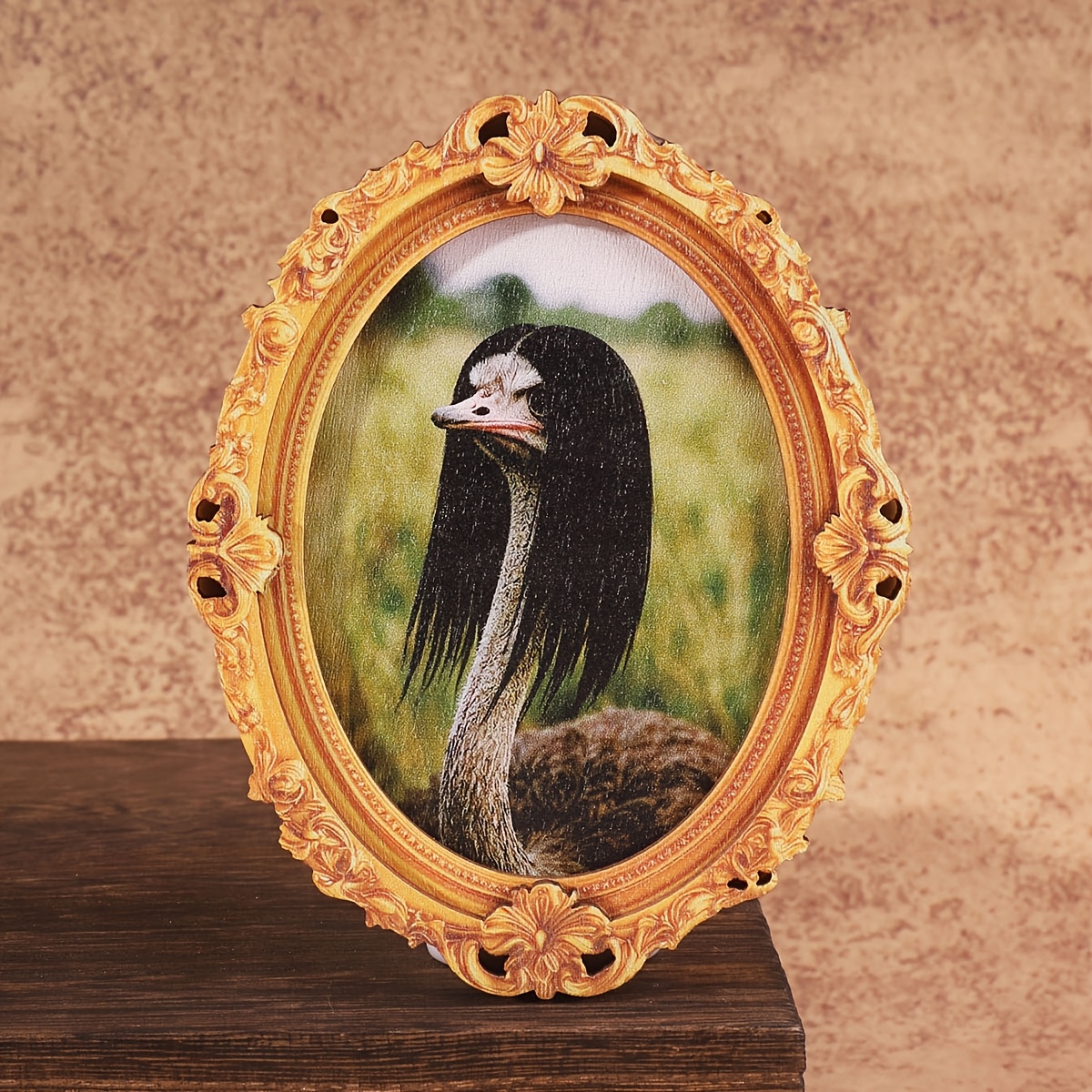 TEMU 1 Refrigerator Magnet With A Ostrich Feather Pattern, Vintage-style Oval Shape, Mini Photo , A Fun Home Decor Accessory, And A Gift