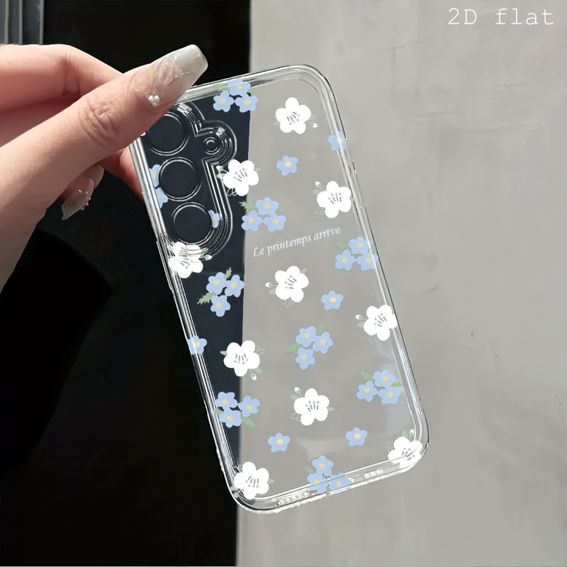 TEMU Phone Case: Blue And White Floral Phone Case, Suitable For Galaxy A02 A03s A04 A05s A06 A13 A14 A15 A16 5g A21s, Cartoon Transparent Drop-proof