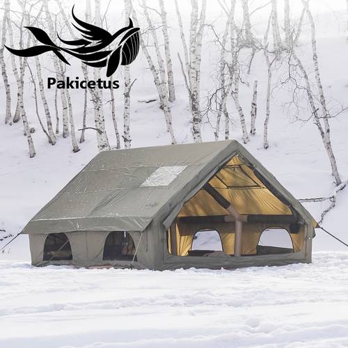 pakicetus aufblasbares zelt mit dachfenster, schneller mit pumpenaufblasung, 4-6 personen outdoor-familien-luxuszelt, 4 jahreszeiten einfacher , winddicht mit aufbewahrungstasche, für camping, outdoor-aktivitäten, wandern, angeln, jagen