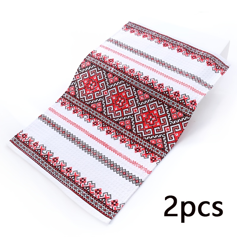 Image of 2pcs/6pcs Set Bohemian Dishcloths, 17 X 25.2 Inches Large Size Dish Towels, -drying Cleaning Cloths, Suitable For Kitchen Cleaning, Baking And Perfect Cooking, Valentine's Day Gift