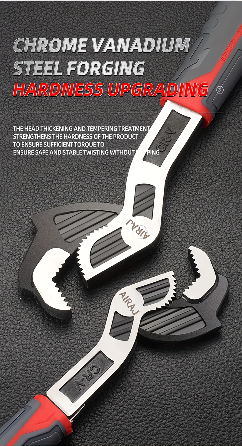 self locking multi function wrench 6 8 10 12 inch chrome vanadium steel wear resistant anti slip handle mechanical operation no battery required for home   Product details 5