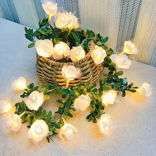 single pack of artificial rose string lights led battery powered batteries not included