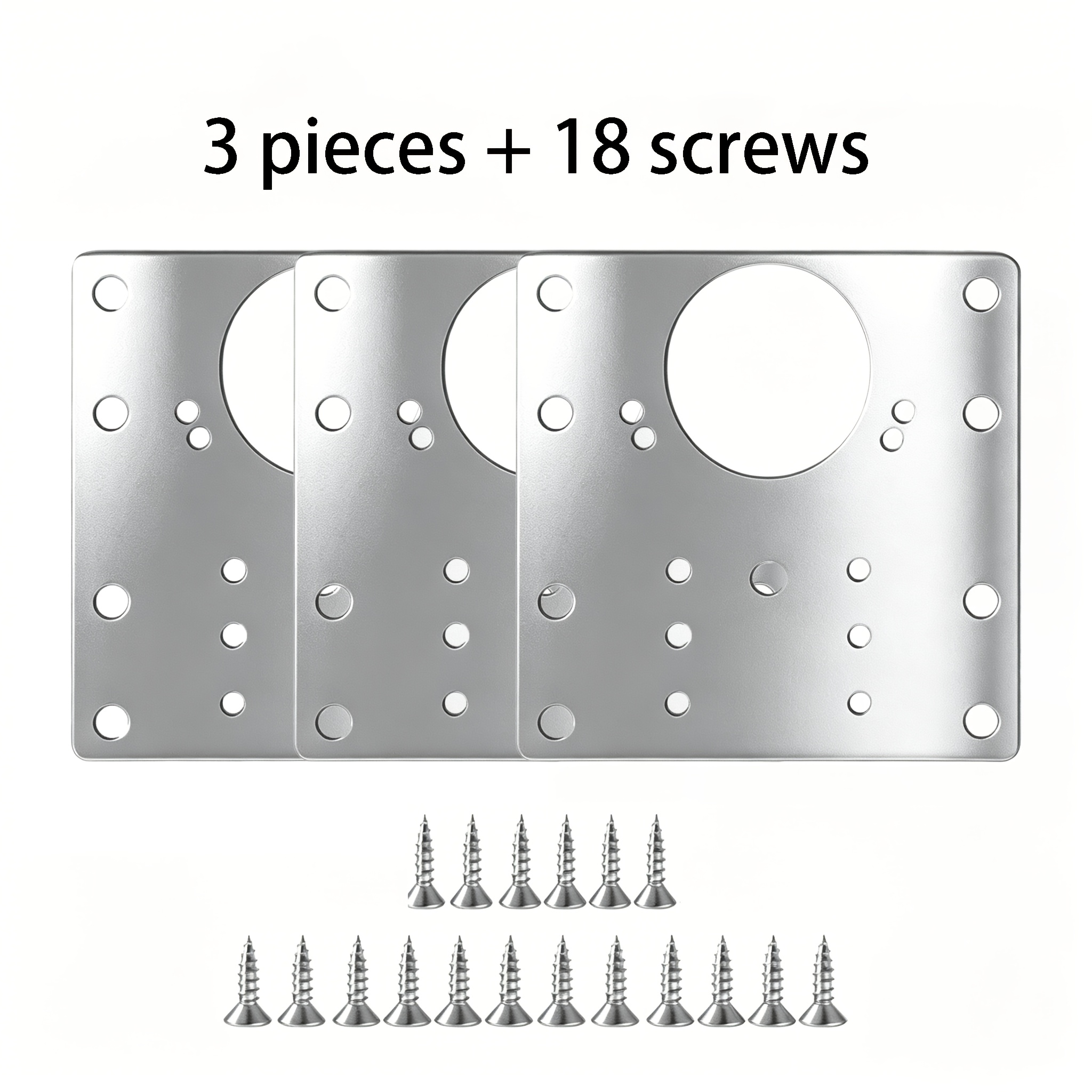 TEMU 21pcs Set Stainless Steel Cabinet Hinge Repair Board Set, Including 3 Hinge Repair Plates And 18 Screws Cabinet Door Hinge Repair Board, Cabinet