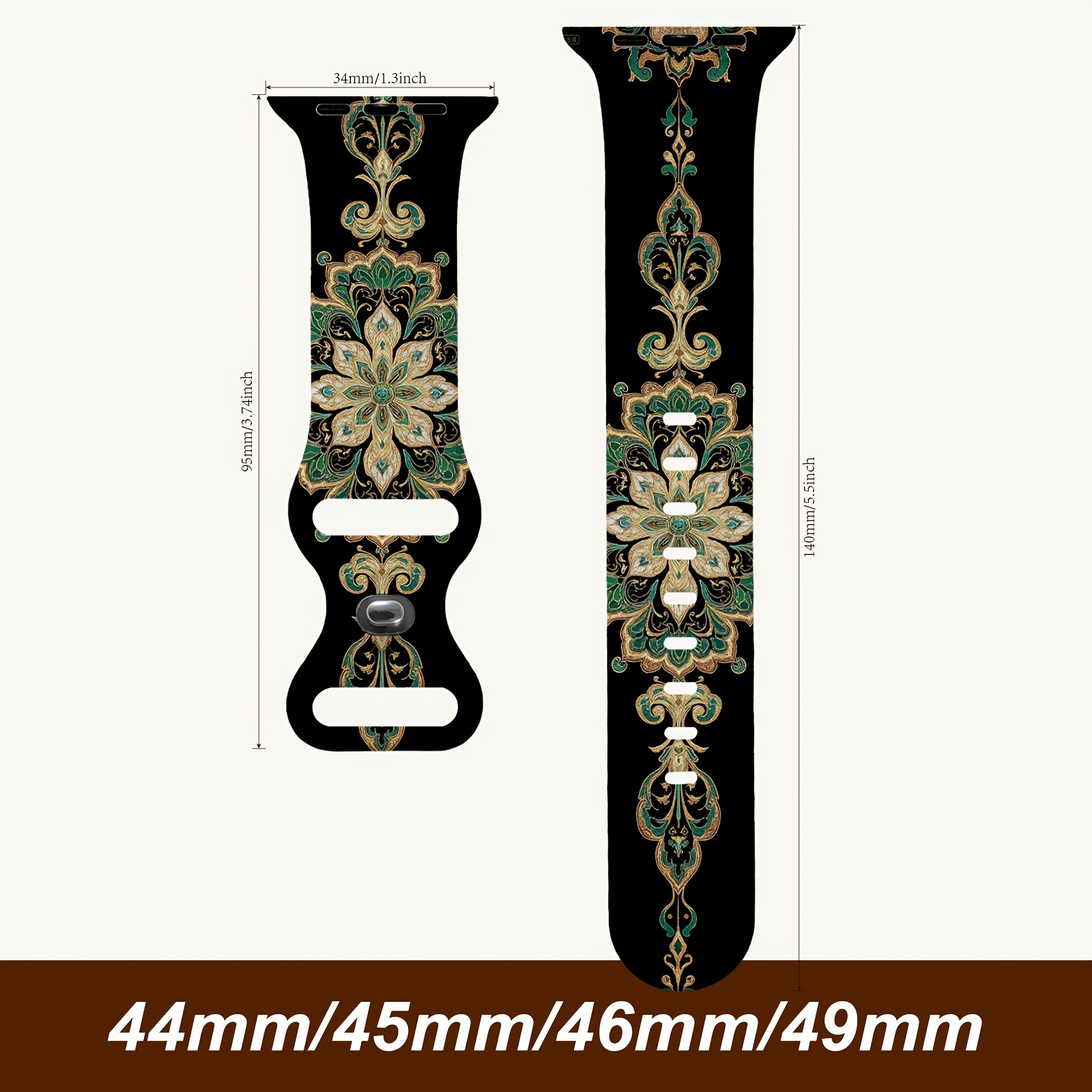 TEMU Compatible With Watch Series For Ultra1/2/3 44/45/46/49mm Convenient Installation Funky Gift Fashionable Print Adjustable Size