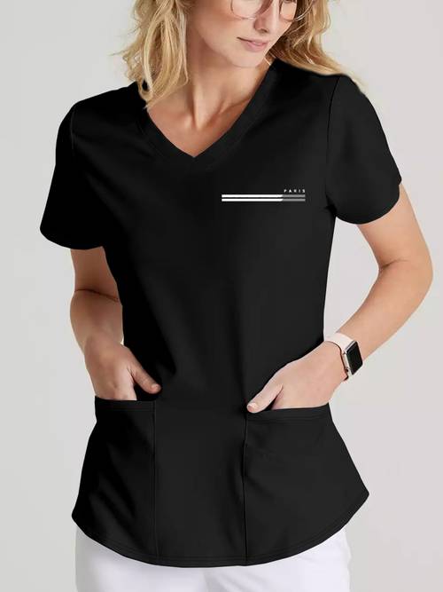 2026 new womens nurse t shirt paris paris print v neck top v neck t shirt for womens nurse uniform v neck top unique print design breathable material suitable for daily wear nurses and