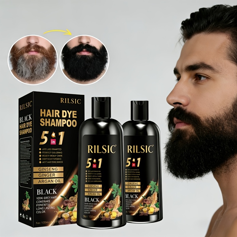 2pcs Hair Dye Shampoo 5in 1 for Women/Men Hair Color for Grey Coverage Seimi Permanent Instant Champu Para Canas Mujer for Men - Herbal Natural Dye Cover Gray Instant Easy 3in 1 Herbal Hair Color Shampoo Ammonia Free Lasts 30 Days -100ml
