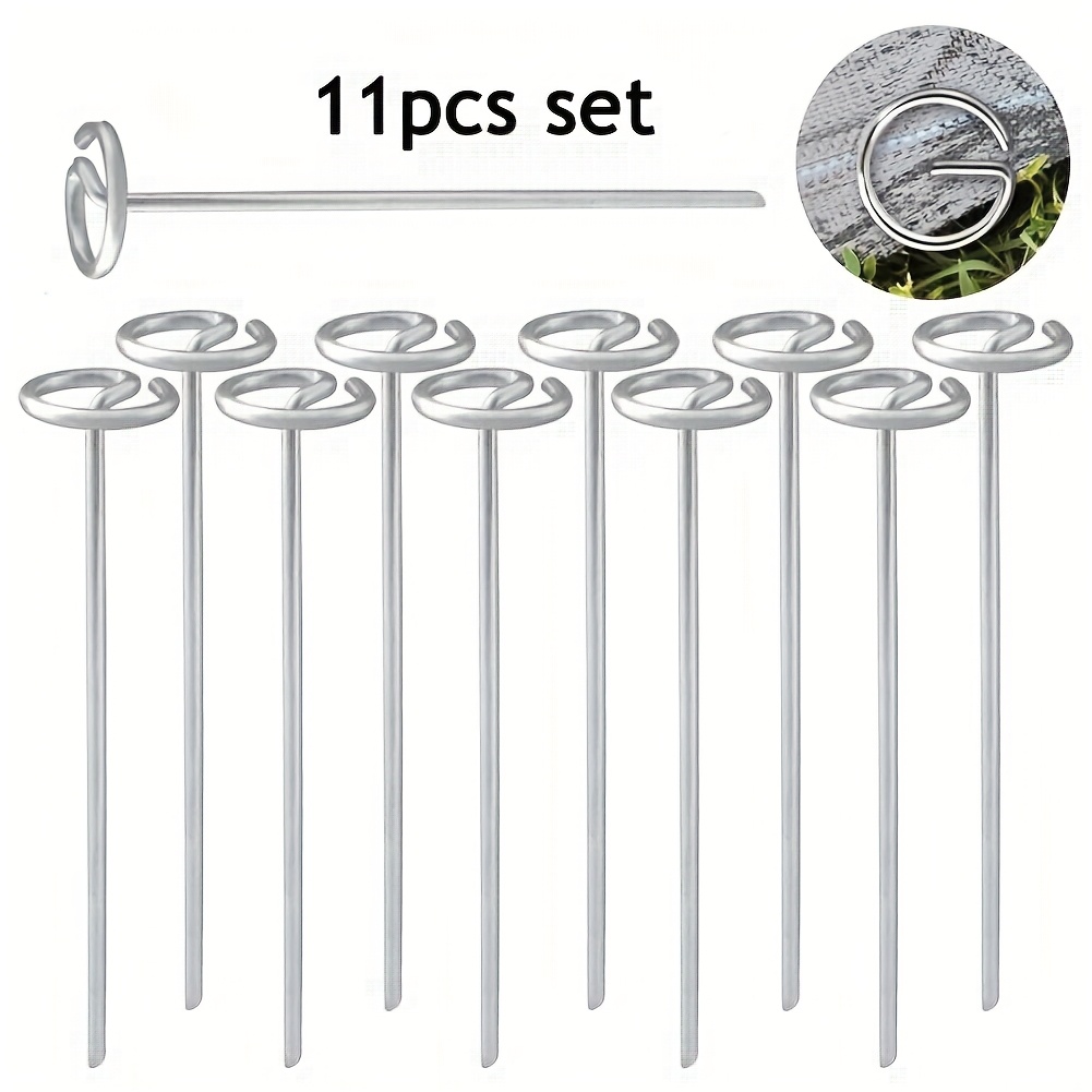 11 Stainless Steel Outdoor Rug Stakes - Heavy Duty Ground Anchors For Camping, Patio & Rv, Secure Floor Fixings For Outdoor Carpets & Mats, Camping Additions Etc