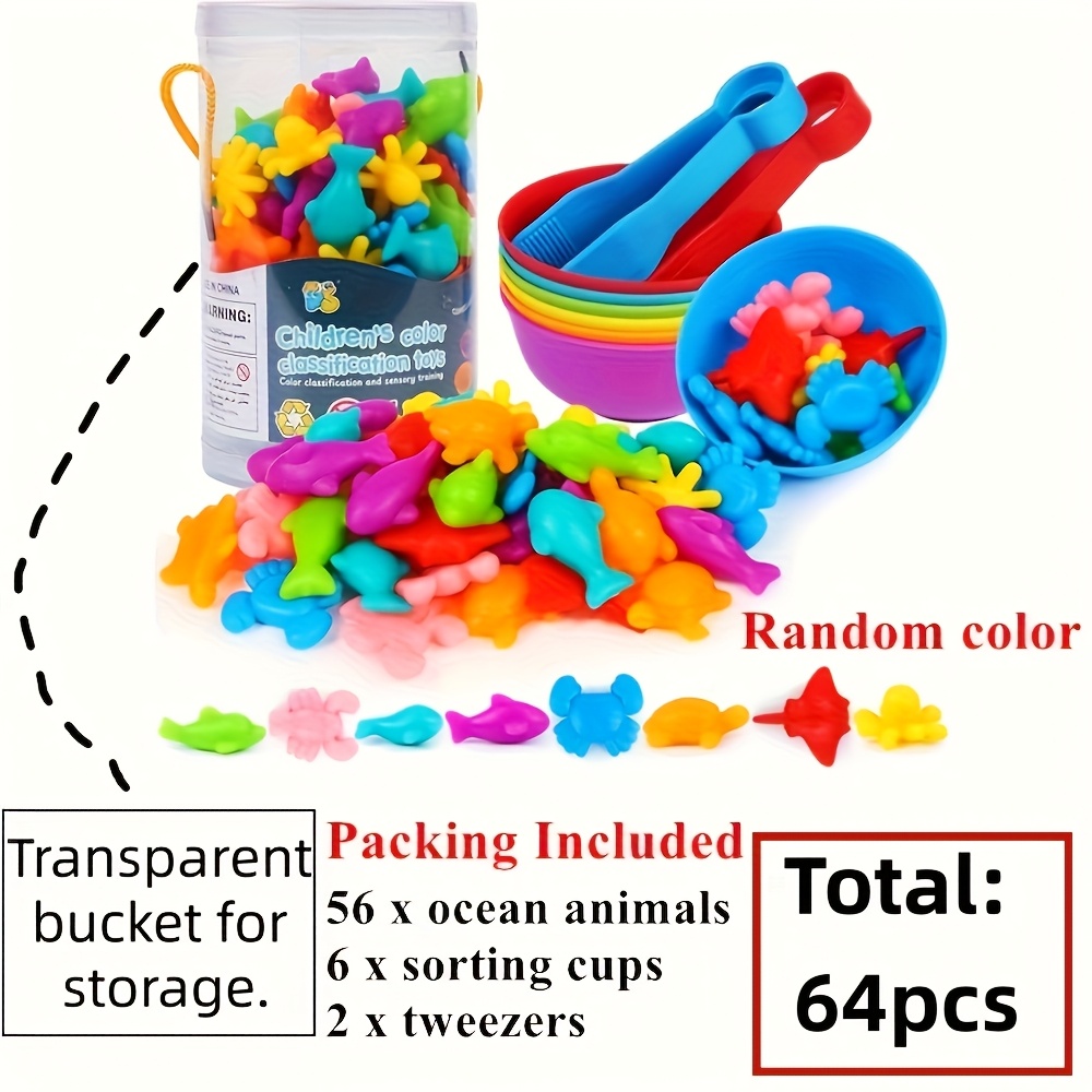 Image of Animal, Vehicle, Marine Creature & Zoo Animal Counting & Sorting Learning Set, Early Math Skills & Color Recognition Toys, Develops Hand-eye Coordination & Fine Motor Skills 3+(random Color)