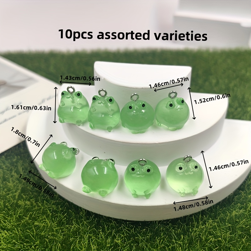 2d Flat - 10pcs New Luminous Small Frog Charms For Jewelry Making Findings Resin Animals Pendant Flatback
