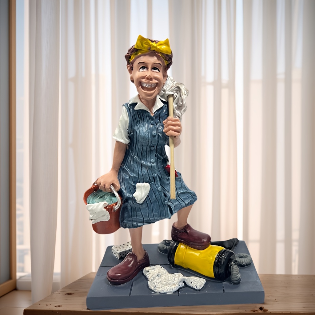 E-shop Reinigungskraft-Figur Statue - Harz Hausmeister/Reiniger Skulptur für / Verwendung, Schreibtischdekoration für Home Office, Personenstatue