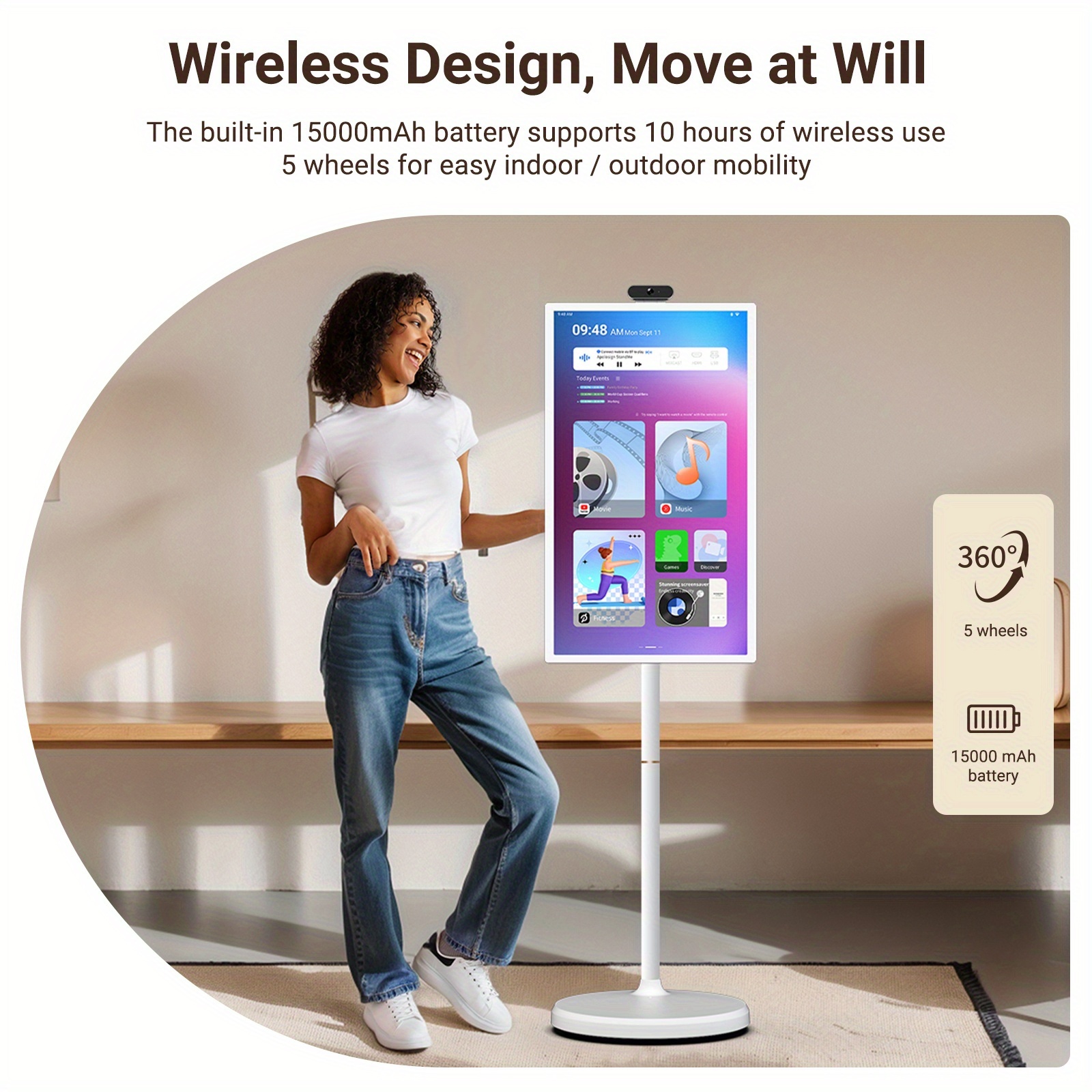 fhd 2nd   tv wheel portable rotatable touchscreen 8 8 gb   128gb rom   14 9300mah voice remote Product details 1