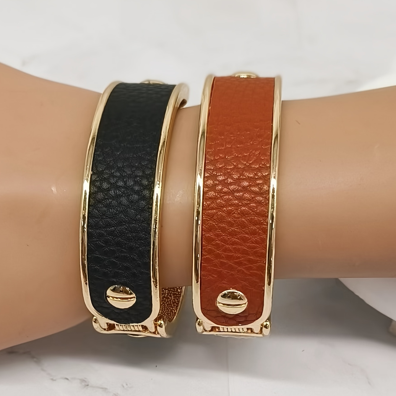 

Chic Boho-inspired Faux Leather Open Cuff Bracelet - Versatile & Stylish, Perfect For Casual Attire Or Special Occasions