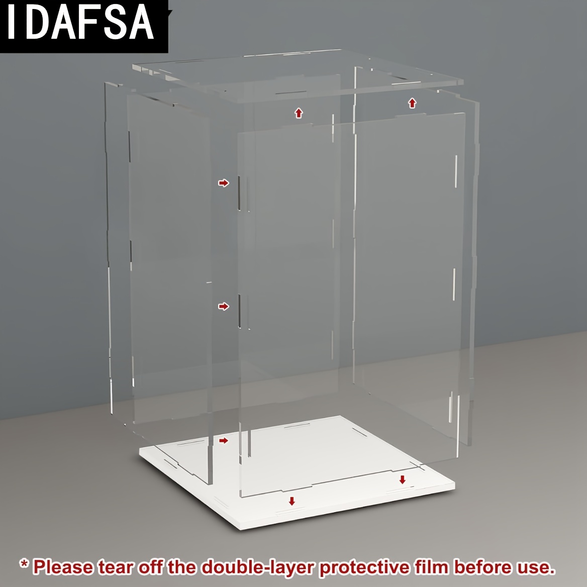 TEMU Idafsa Modern Acrylic Display With Base - Durable Plastic Collectible Storage Box, Open- For Displaying Figures, Action Figures, And