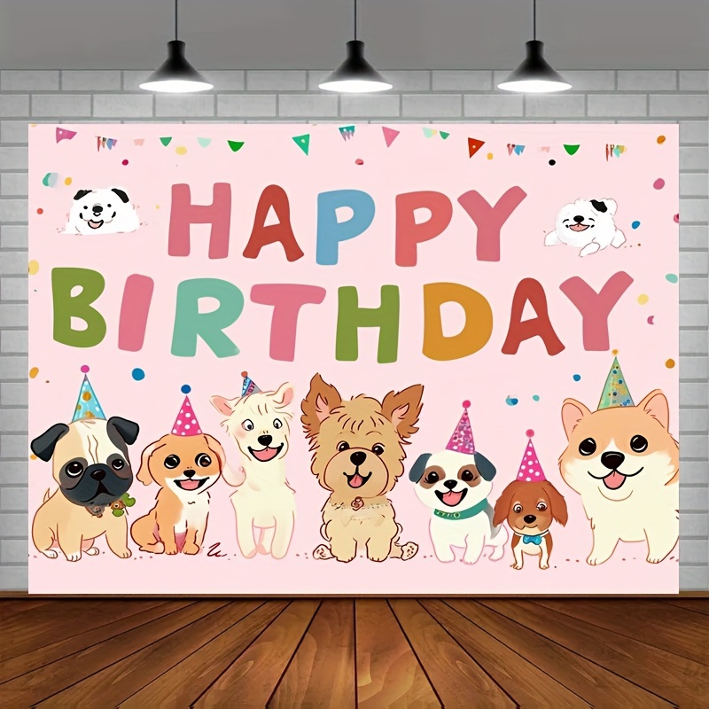 1pc, Fondali A Tema Cucciolo Di Cane Happy Birthday 2,1 X 1,5 M Let's  Paw-ty Doggy Pet Rosa Ragazza Sfondo Fotografico Compleanno Banner Per  Cucciolo