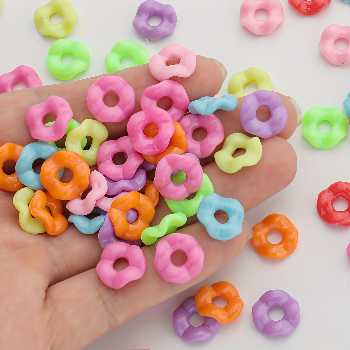 

100pcs Mixed Round Spacer And , Plastic For Making, Bracelets, Keychains, Necklaces, And Headbands Craft Supplies