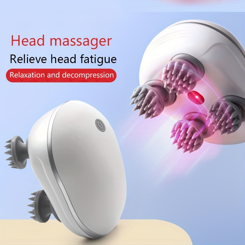 electric scalp massager rechargeable head massager relieves scalp stress   with 4 detachable massage claws cat massager gift
