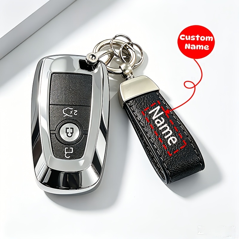 TEMU Custom-engraved Tpu Car Key Cover, Made Of Material, Compatible With All For Ford Models, Available In 4 Colors, Personalized Car Key Protector