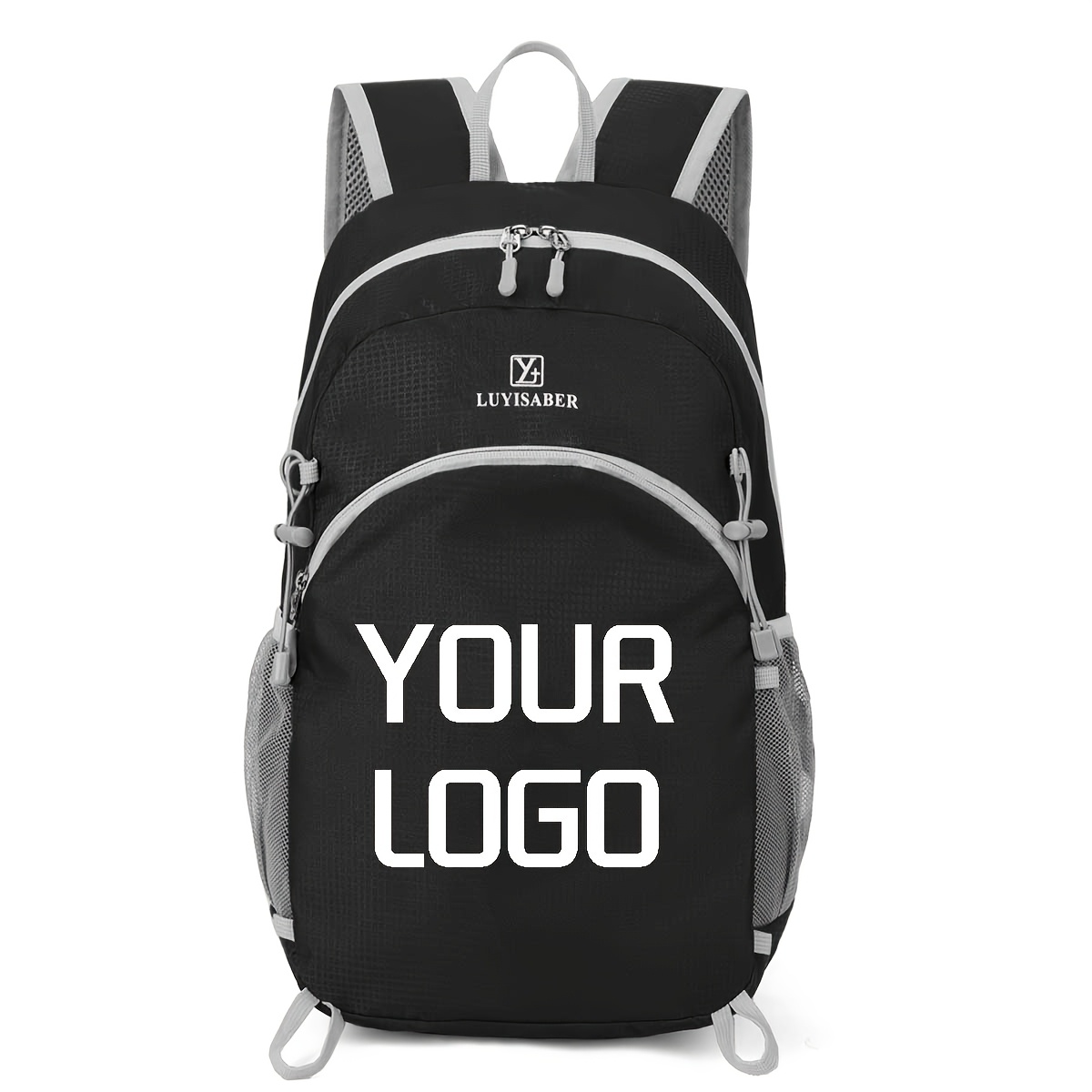 TEMU 1pc New Foldable Outdoor Travel Backpack With Customizable Personalized Content, Casual Bag, 2 Pockets In The Front, 1 Anti-theft Pocket In The