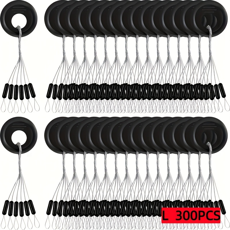 TEMU 300pcs Fishing Buoy Plug Fishing Rubber Float Bead Plug 6in 1 Black Float Pendant Stop L M S Size Float Stop Kit; Fishing Float Plug