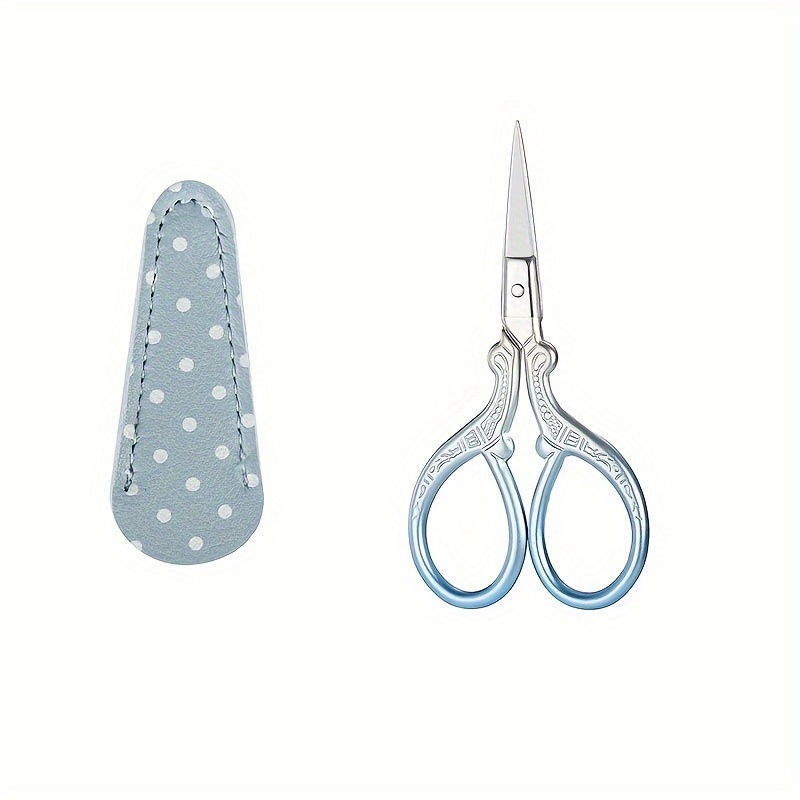 Image of 2pcs-set Of Embroidery Scissors With Faux Leather Cases For Sewing, Art Work, Crocheting, Sewing Tools, Small 3.6 Inch Scissors, Cross Stitch Scissors