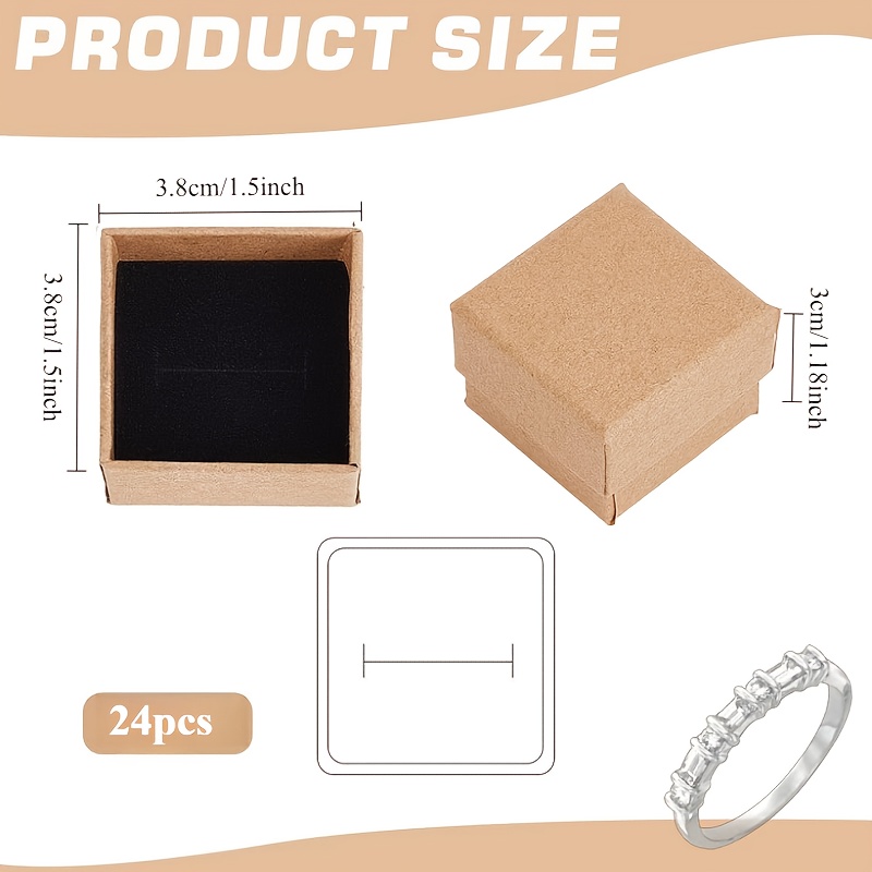 24-Pack Ring Gift Boxes with Foam Inserts, 1.5x1.5x1.18 Inches