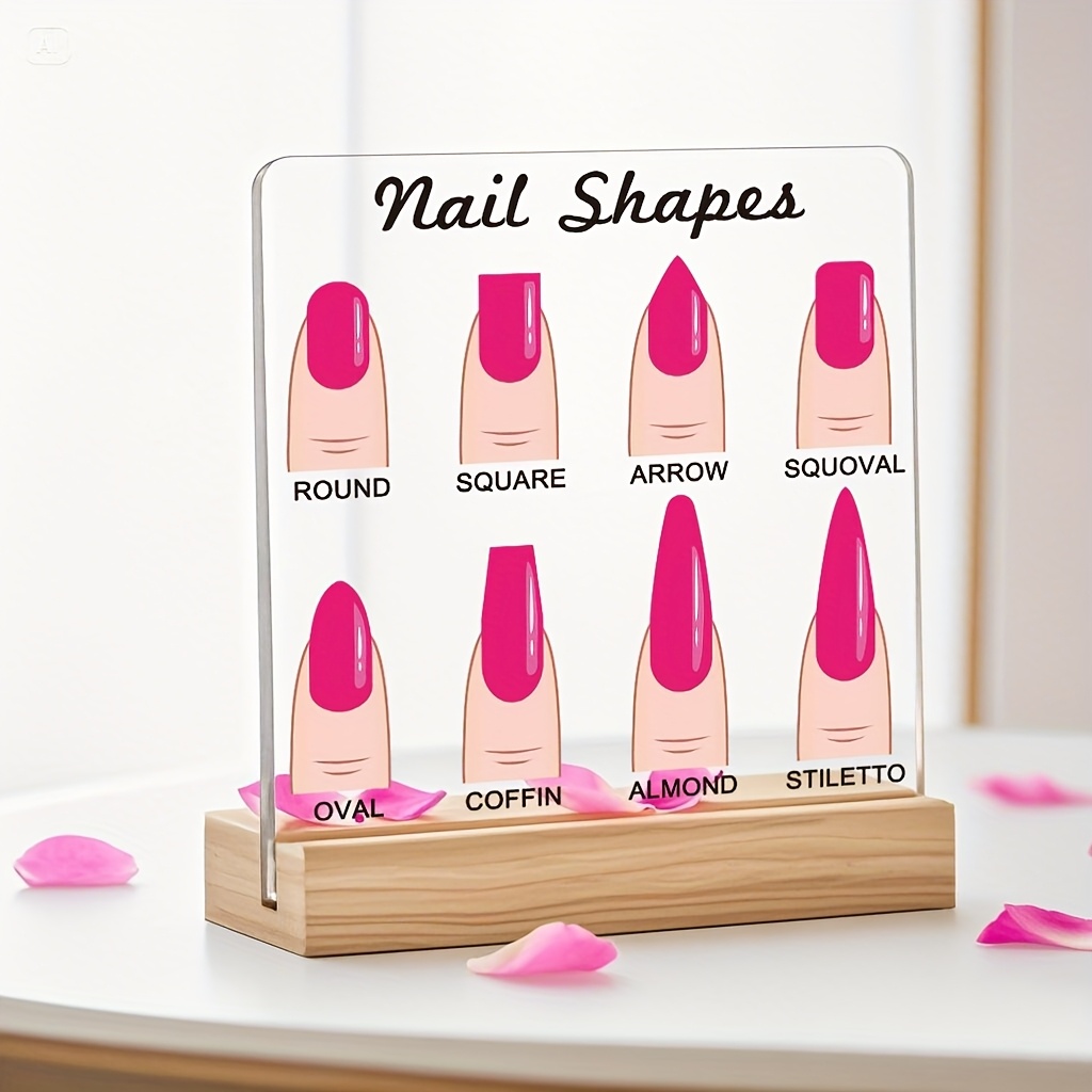 E-shop 1 Stück Heißrosa Nagelformen Anzeigetafel, Transparente Acryl-Nagelkunst Dekoration für Nagelstudio, Desktop Nail Art Show Board, Press-on Nails