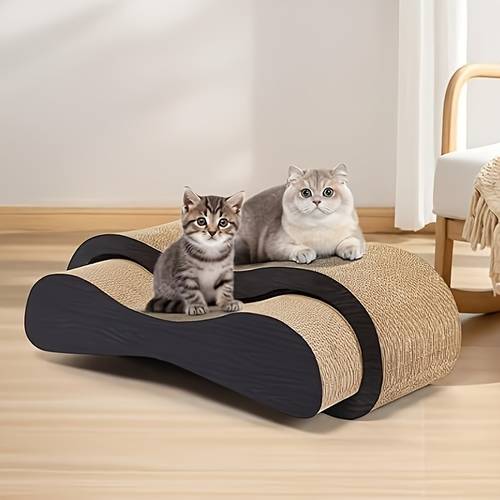 large brown2in 1 cat scratcher cardboard lounge bed cat scratching post durable board pads prevents furniture damage