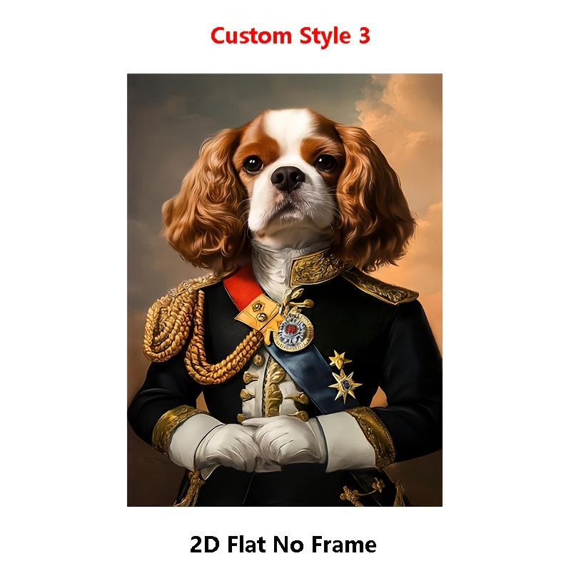 1pc Custom Pet Portrait from Photo - Personalized Royal Style Suitable for Cat & Dog Memorial Canvas Print, Upload Your Own Picture for Home Decor, Birthday Gift, Pet Photo Gift for Dog Cat Owners