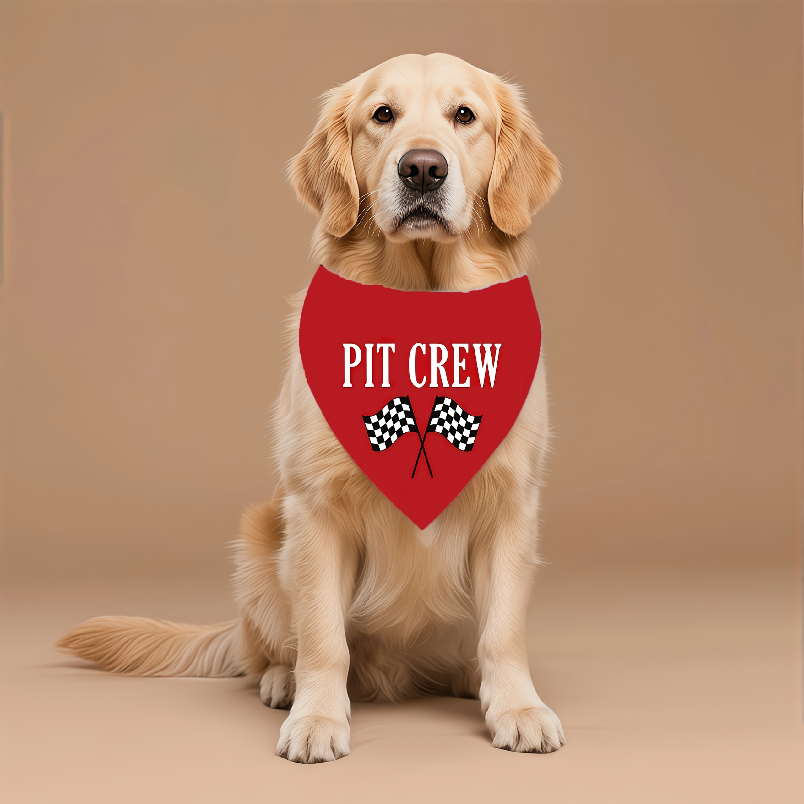 TEMU 1pc 24.8×11 Inch Repair Crew Dog Bandana, Red Checkered Flag Racing Pattern, Fun And Cute Large Dog Scarf, Pet Gift, Suitable For