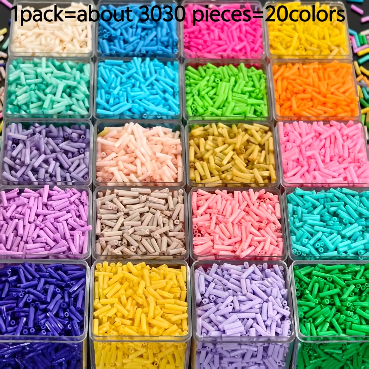 TEMU 3030 pezzi Assortimento da 20 colori, 2 X 8Mm Perline di vetro a spirale - Perline distanziatrici - Perline a tubo intrecciato, per decorare di