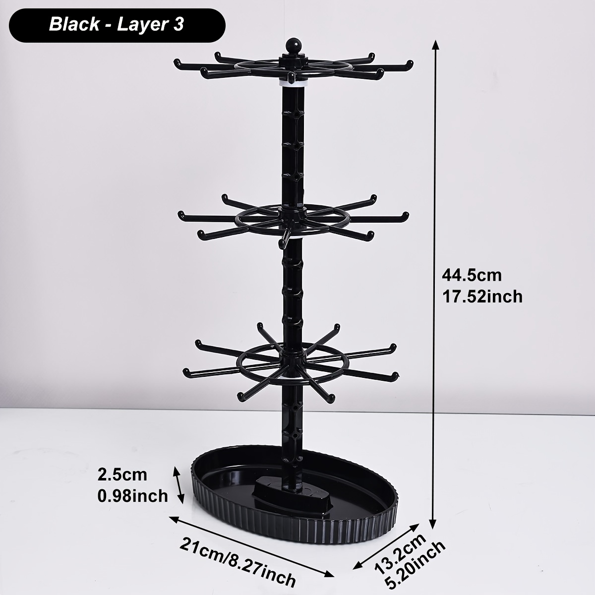 1pc Black/transparent 360 Degree Rotating Beaded Storage Rack, 2-tier/3-tier Jewelry Organizer And Storage Desktop Jewelry Rack, Used For Storage Of Necklaces, Bracelets, Beaded Bracelets, Bangles