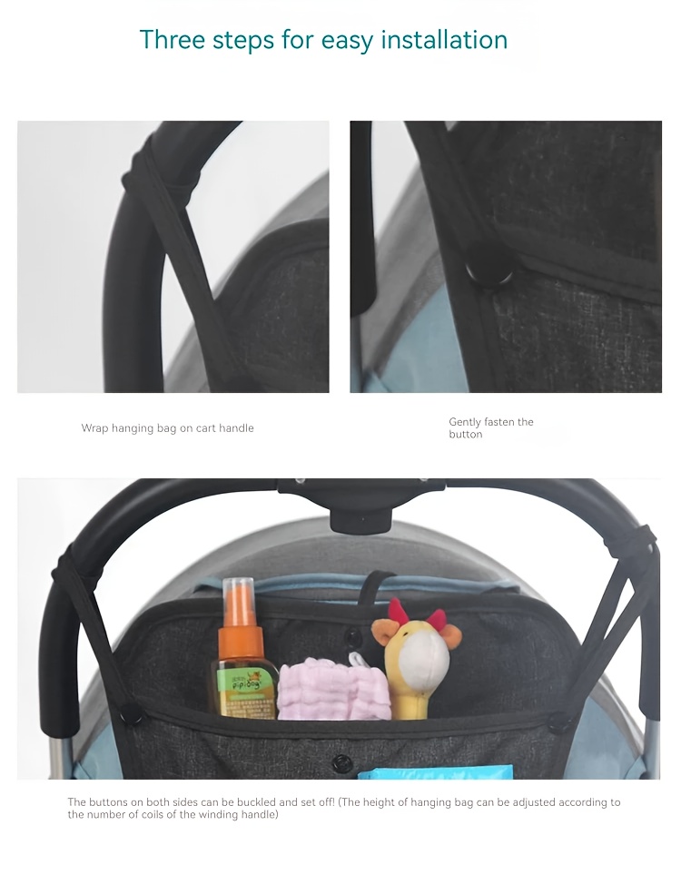 1pc stroller hanging bag storage bag double layer thickened stroller hanging mesh bag details 7