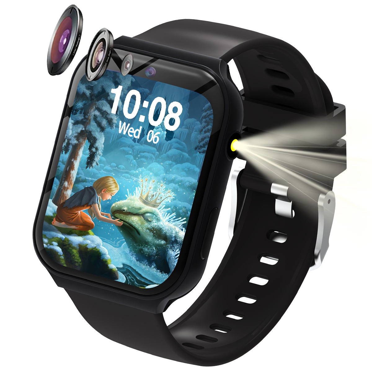       watch with camera video recorder 18 games rechargeable smartwatch with calculator calendar photo album camera durable silicone strap low voltage battery for holiday gifts