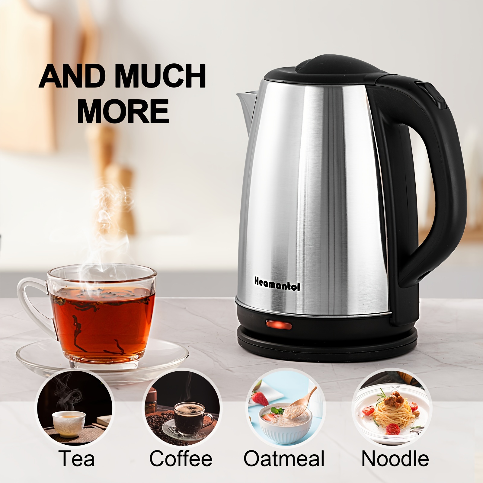  electric kettle 700w hot water kettle teapot boiler tea kettle pot auto shut off boil stainless steel double wall bpa 8l hot water boiler has heating base led indicator instant water heater for coffee tea details 7