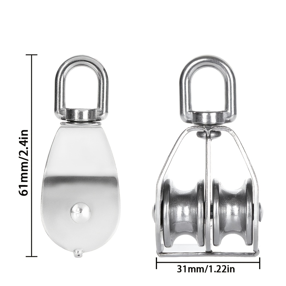 TEMU Puleggia a ruota M15 a scorrimento - Acciaio inossidabile 304 resistente, puleggia girevole a U con cuscinetto duplex super silenziosa, ruota di