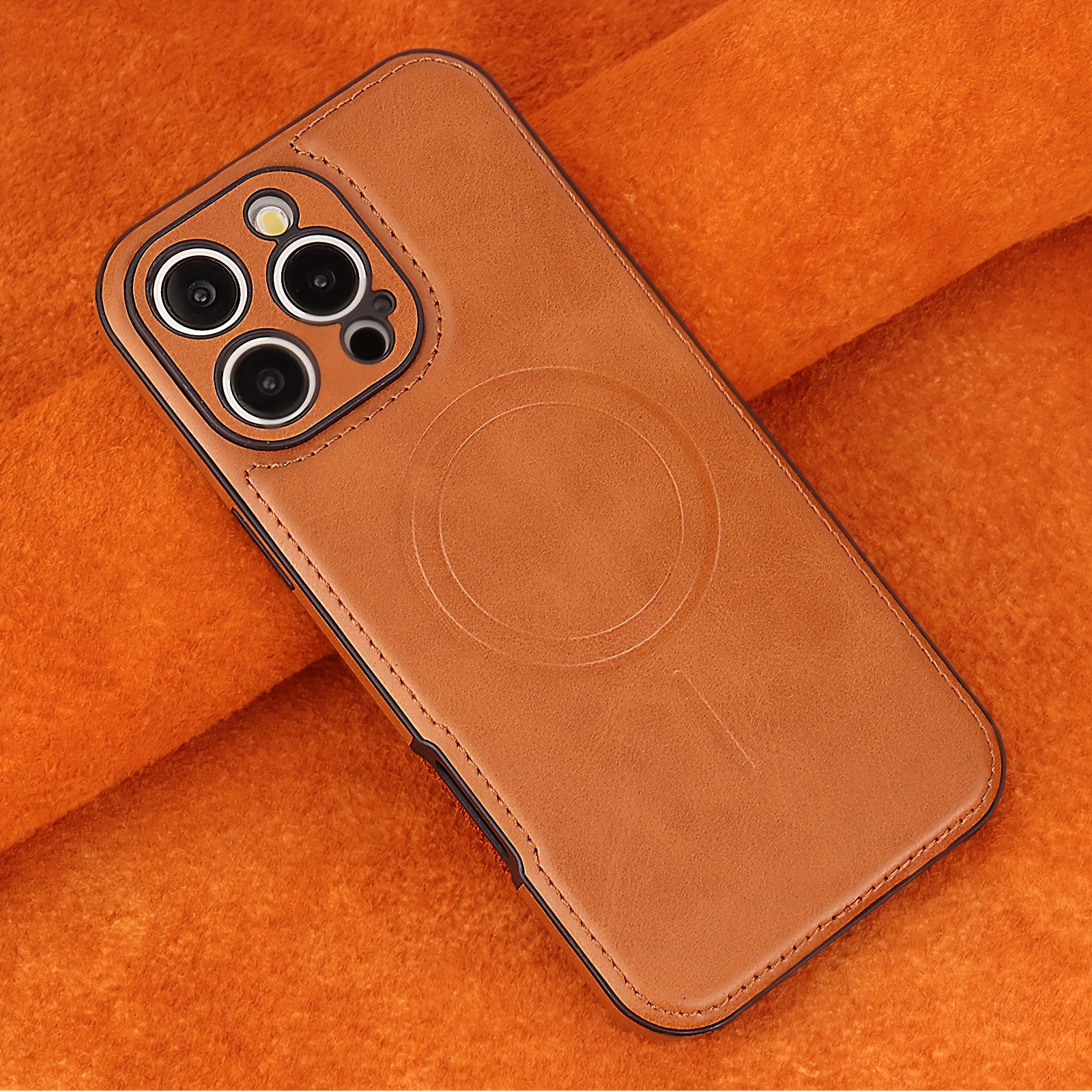 Synthetic Faux Leather Cover for Iphone 17/16/15/14/13/12 Pro Max Plus, Works with Magnetic Wireless Charger, Stylish Luxury Slim Shock-Resistant Complete Protection Case, I