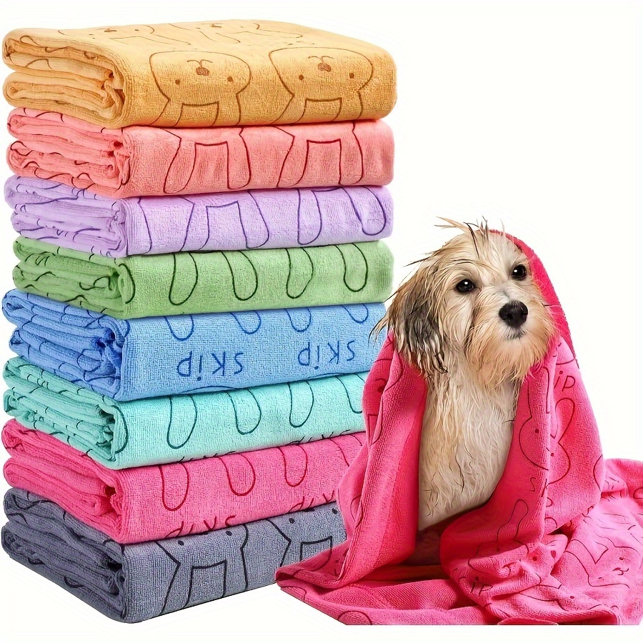 

1pc Microfiber Dog Towel - Ultra-, Super Absorbent Pet Bath Towel For Quick Drying, Soft & Comfortable Grooming Towel For Small To Large Dogs And Cats, Cute Cartoon Design - Polyester Fiber