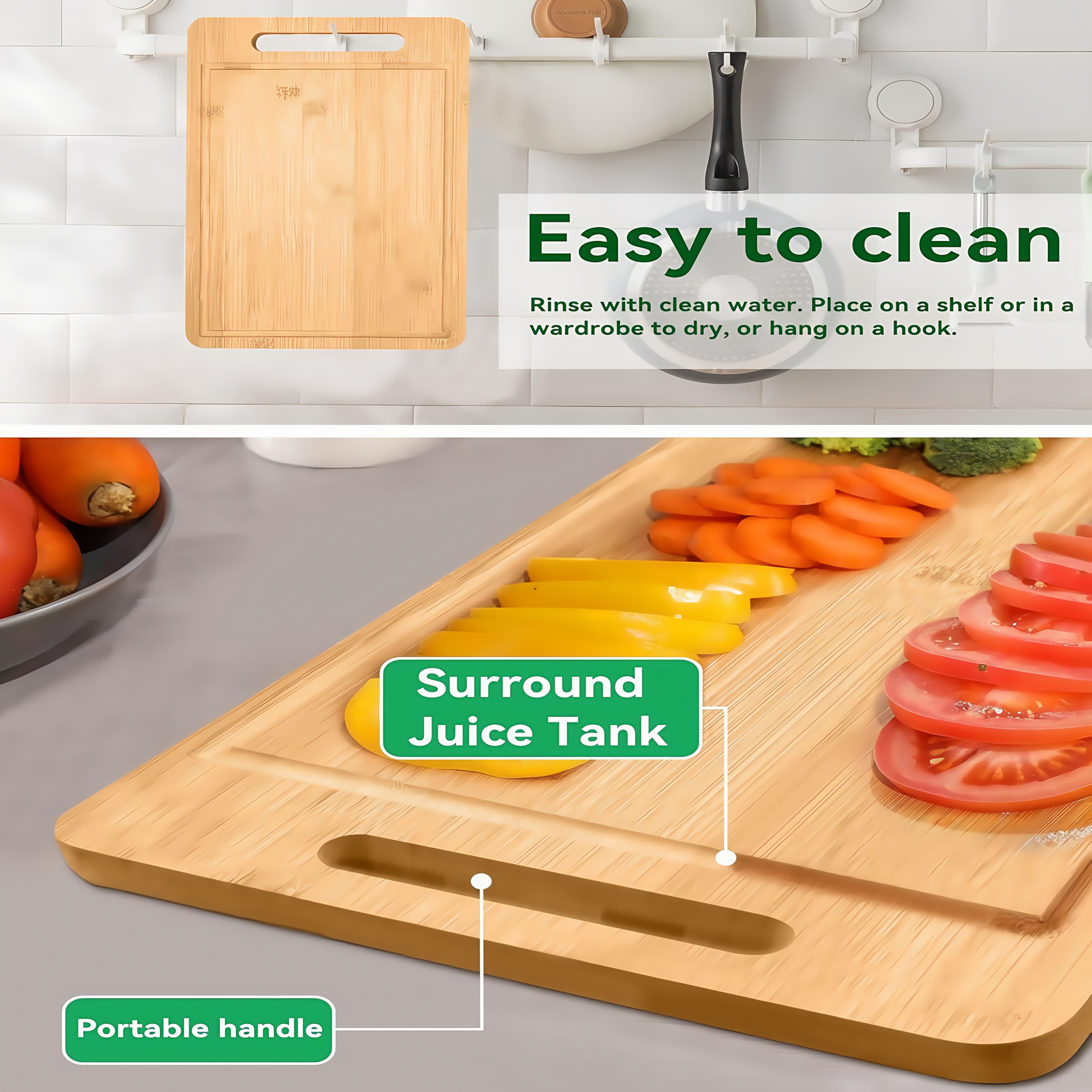 3/1pc Extra Large Kitchen Bamboo Cutting Board Set, Heavy Duty Cutting Board With Juice Grooves, Bamboo Cutting Board Set For Meat, Vegetables, Fruits. Gift For Mother'S Day. Father'S Day. Father Gift. Family And Friends. Essential Kitchen Tools.