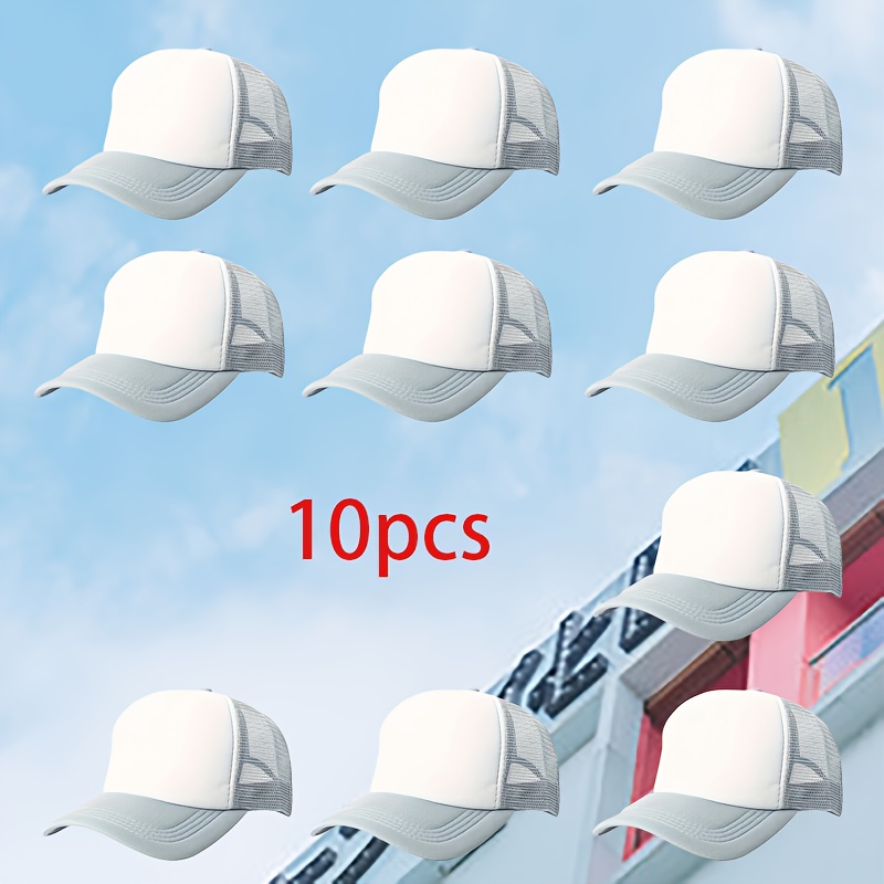 10pcs Custom DIY Pattern Printed Mesh Baseball Caps, Unisex