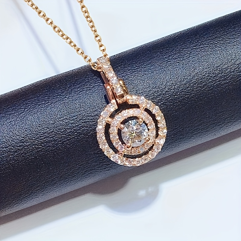 Image of Exquisite Micro Pave Zirconia Round Pendant Necklace For Women Engagement Wedding Necklace Jewelry Gift