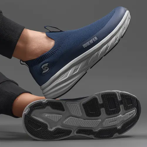 남성용 슬립온 편안한 운동화, 부드러운 밑창, 단색 통기성이 좋은 워킹화 - 야외 캠핑 조깅