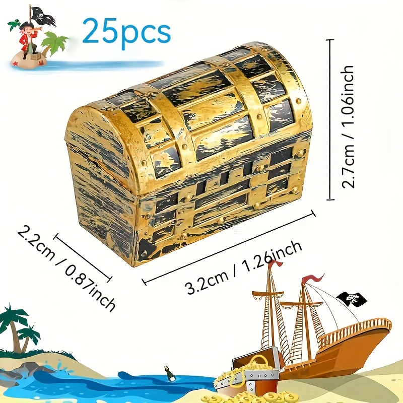 Image of 25pcs Mini Pirate Suitable For - Vintage Gift Boxes With Mini Treasure Boxes, Pirate Party Decorations, Treasure Hunt Favors, Party Supplies