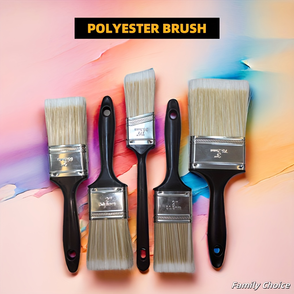 

5-piece Paint Brush Set With Plastic Handles And Polyester , Suitable For Latex & Oil-based Paints, Varnishes, And Stains