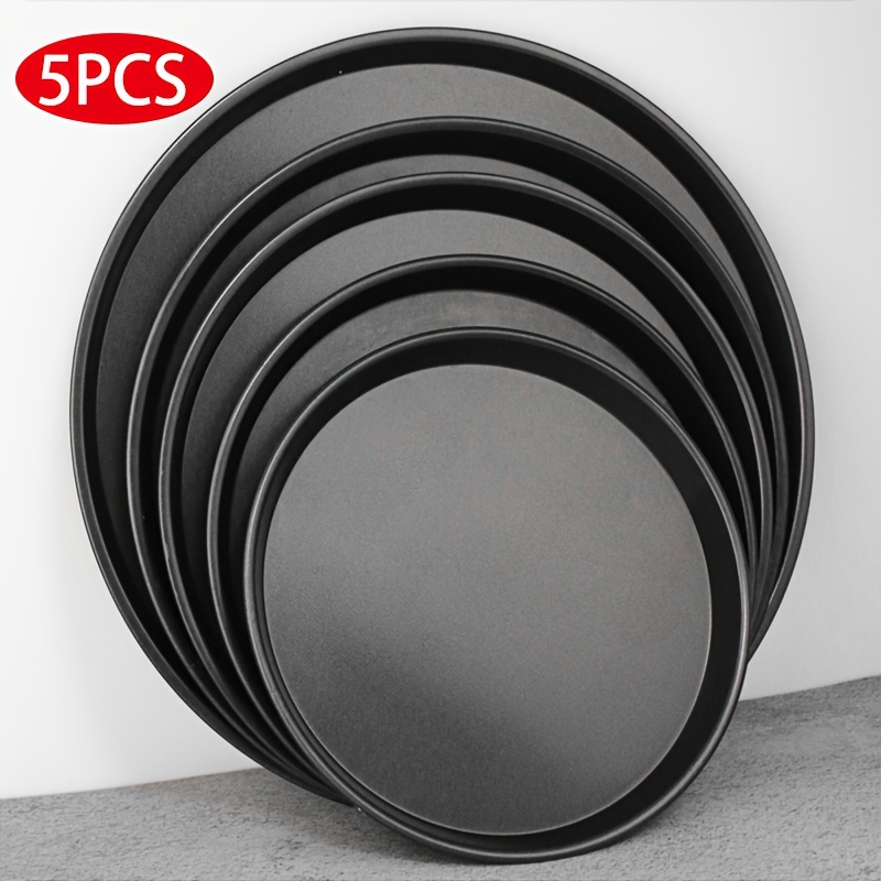 Image of 5-pack Pizza Pan, Round Pizza Tray Oven Baking Sheet - Durable, Rust-, And Easy To Clean, Suitable For Home And Restaurant Use, High-temperature Baking Tool 24+26+29+32+36cm Black
