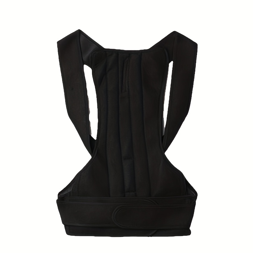 Black Adult Back Support Strap | Adjustable Upper Back Posture Strap With Shoulder Strap And Lumbar Pad Invisible Spinal Device -