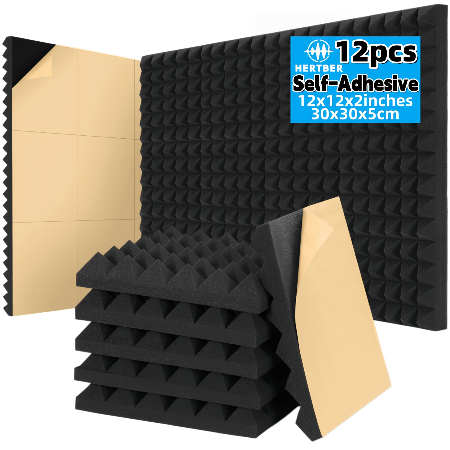   acoustic foam panels thickened and   new full sheet self   soundproofing foam 12pcs 30 30 5  lightweight high rebound sound absorbing foam boards for   office walls ceilings and door filling